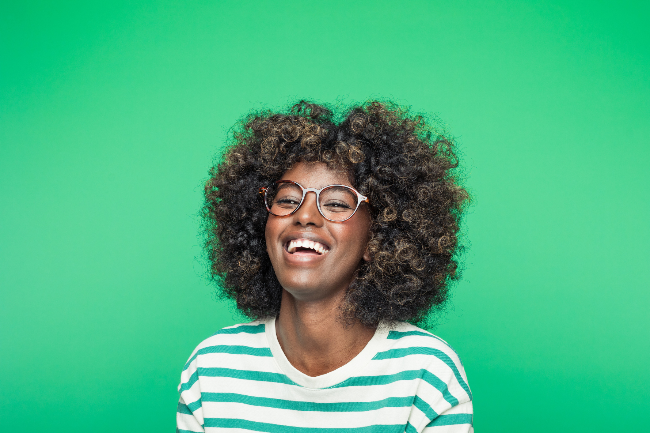 Spring portrait of excited young woman